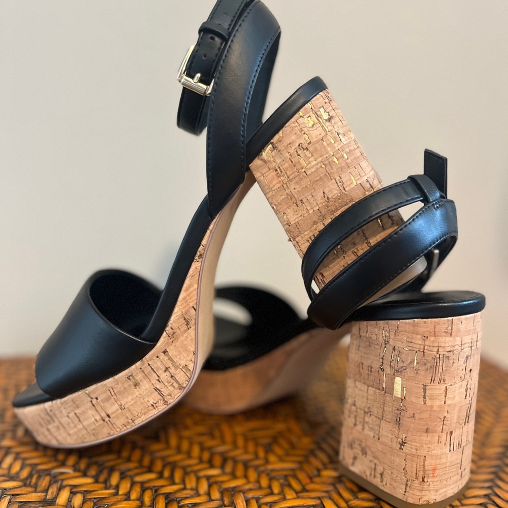 Black Cork Platform Sandals